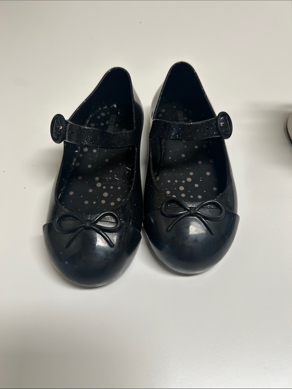 Girls Black Mary Jane Ballet Flats with Bow Accent